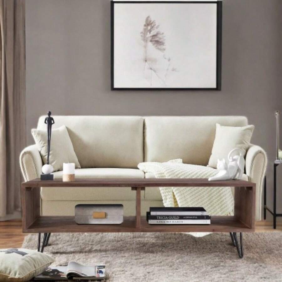 Foldable Reclaimed Wood Cocktail Table With Metal Legs, Ideal For Living Room, Office Lounge & Family Gathering Spaces. Features Open Storage, Stylish Black/Natural Wood Finish, Perfect For Adding Rustic Charm And Functionality To Your Indoor Areas