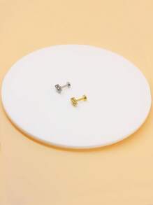 1pc Stainless Steel Cat Paw Stud Earring, Fashionable Internal Threaded Dog Paw Earring 1.2mm, Ladies Daily Piercing Jewelry - Gold - View 6