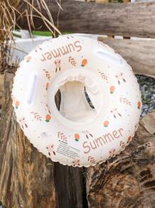 1pc Inflatable Thick Swimming Ring, Pool Floating Circle, Pocket Design, Outdoor Leisure Beach, Swimming Pool Water Floating Mat, Suitable For Pool Party, Sunbathing! - Beige - View 4