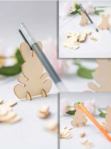10 pièces Décoration de Pâques de lapin DIY, découpes de lapin 3D en bois brut debout pour ornement, artisanat pour la peinture DIY, décoration de table pour Pâques, cadeau d'anniversaire