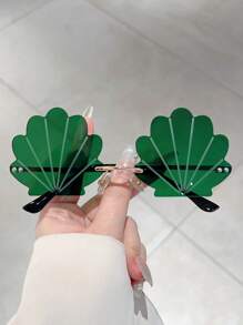 1 件新款贝壳形无框时尚眼镜，女士渐变色镜片蓝色眼镜，新颖造型多色眼镜，轻便绿色眼镜，夏季海滩配饰，夏季海滩度假、户外、旅行装饰眼镜