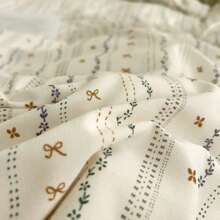 3/4 件复古小碎花花园涤纶精致可爱床上用品套装，蝴蝶结图案拉链羽绒被套套装，简约风格橄榄绿条纹印花羽绒被套套装（1 个羽绒被套 + 1 个床单 + 1/2 个枕套，不含填充物）