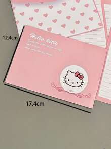 Sanrio Sanrio 4 sztuki/zestaw uroczych różowych kopert z kotem, prosty papier firmowy kreatywny kot z kreskówek, proste i szykowne artykuły piśmiennicze z kreskówek, romantyczne prezenty w postaci ręcznie pisanych listów dla kochanków, rodziny, przyjaciół