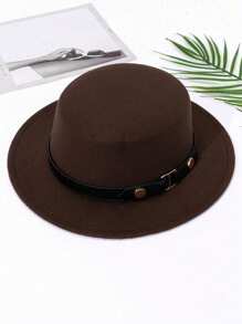 这款优雅的羊毛毡帽适合夏季海滩、女士日常和度假穿着，饰有圆形铆钉和对称腰带，是一款装饰性的西部牛仔帽，适合即将到来的复活节和夏季。 - 純色 - 查看 16