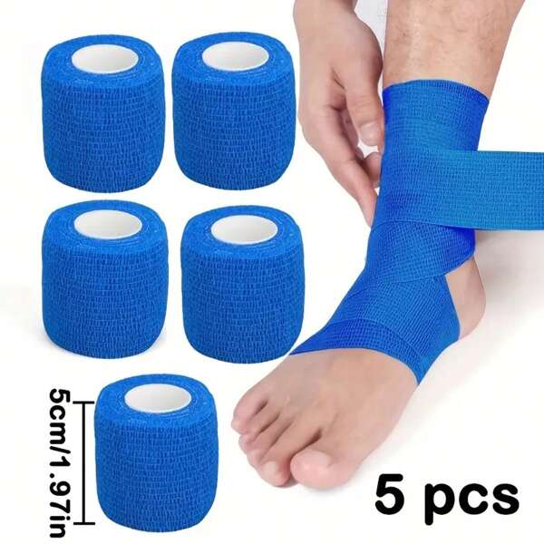 1pc Sports Tape, 5cm/1.97in, Non-Woven Material, Universal Fit, Foot Support, Multi-Color Options (White, Black, Blue) Gym Gym Accessories Bandages Sports Tape