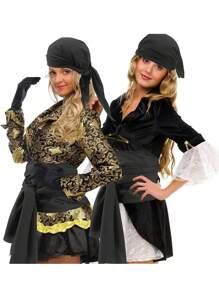 2件套万圣节海盗头箍、帽子、配饰、海盗腰带，材质柔软，适合女性万圣节装扮，也可作为圣诞节装饰品。