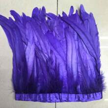 2M 25-30厘米天然公鸡尾羽饰边圣诞缝纫服装羽毛头饰狂欢节白色羽毛丝带工艺品装饰 - 彩色 - 查看 2