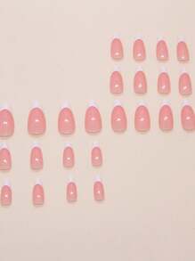 Get Glamorous With 24pcs Almond Shaped White French Style Fake Nail Kit With 1pc Nail File, 1pc Nail Jelly Glue French Tip Press On Nails Supplies