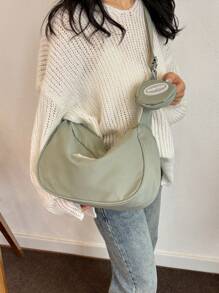 尼龙饺子形休闲手提包带小袋，夏季新款女士设计