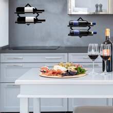 2 confezioni di portabottiglie da parete in metallo, portabottiglie da appendere pieghevole per 2 bottiglie di liquore, mensola portabottiglie da parete per cucina, bar, cantina