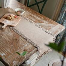 1 pezzo Runner da tavolo rustico in lino, tessuto naturale in juta con nappe per decorazione di tavoli in casa, feste, hotel e ristoranti