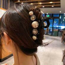 1pc Faux Pearl Hair Claw Clip, Versatile For Women