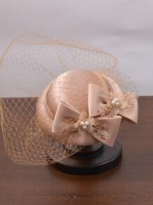 女士小头饰复古英国贵族风格晚礼服，黑色面纱婚礼发饰，上海风格头饰，正式帽子，伴娘帽，茶会帽，漂亮的帽子，黑色帽子，白色帽子，粉色帽子，优雅帽子 - 1140 - 查看 5