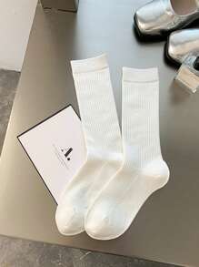 1 Pair/3 Pairs Women's Lightweight Solid Breathable Knee High Socks For Students, Summer, Fall