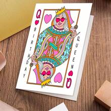 Personalized Stylish Birthday Cards, Queen Of Hearts Birthday Cards With Envelopes, Unique Birthday Cards For Best Friend, Mother, Girlfriend, Daughter, Unusual Things, Cute Aesthetic Items (12cm/4.7in*17cm/6.7in)