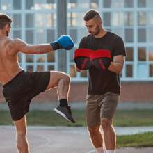 SPORTNOW Manoplas de Boxeo Paos Muay Thai MMA Curvadas para Entrenamiento de Boxeo Boxing Karate Taekwondo Kickboxing Training Almohadilla para Sparring Artes Marciales - Rojo - Ver 1