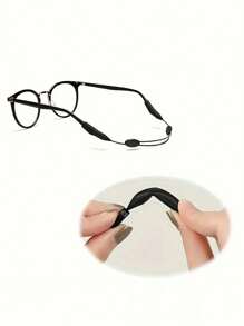 1/2/3pcs Cool Classic Black Glasses Strap, Adjustable Sunglasses Strap, Comfortable And Practical Glasses Holder, Outdoor Sports Glasses Holder - Multicolor - View 3