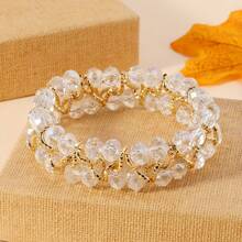 1 سوار يدوي مصنوع من خرز لامع وسلسلة من الألومنيوم، بتصميم متعدد الاستخدامات مناسب للنساء، للحفلات والأفراح والشاطئ والأعياد، هدية كلاسيكية وأنيقة