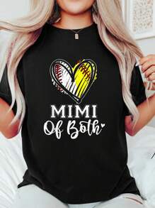 Mimi Of Both Baseball Softball Grandma Mothers Day T-Shirt 100% Cotton, Breathable & Comfort Fit, Short Sleeve Crew Neck Top For All Seasons