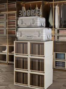 1pc 5/10/16/28/36/37/46/47L Large Capacity Drawer Storage Box, Closet Organizer/Bedroom Closet/Portable Closet, Plastic Transparent Storage Cabinet, Clothes And Underwear Large Capacity Storage Box, Stackable Storage Box High Hardness Storage Box - Brown - View 3