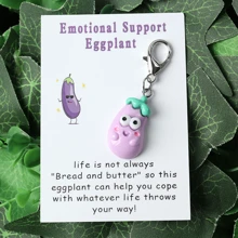 1pc/5pcs Emotional Support Resin Figurines Key Chain With Encouragement Cards - Pocket-Sized Positive Affirmation Decor, Pickle, Carrot, Peanut, Tomato, Eggplant Key Chain With Uplifting Messages, Ideal For Relax, Special Occasion Gifts & Home