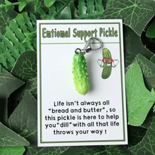1pc/5pcs Emotional Support Resin Figurines Key Chain With Encouragement Cards - Pocket-Sized Positive Affirmation Decor, Pickle, Carrot, Peanut, Tomato, Eggplant Key Chain With Uplifting Messages, Ideal For Relax, Special Occasion Gifts & Home