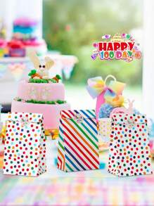 Set de 6 bolsas de regalo + 6 pegatinas, bolsas de regalo de papel kraft con lunares coloridos y pegatinas, diseño de lunares coloridos, bolsas de embalaje para galletas y dulces para fiestas, vacaciones y suministros de embalaje de regalo de cumpleaños