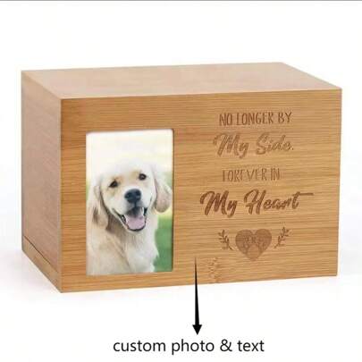 Cajas personalizadas con foto y texto, urnas de mascotas de madera, cajas funerarias de animales, cajas conmemorativas con tapa extraíble, ataúdes de perros con foto, cajas de madera, cajas conmemorativas para mascotas, conmemoraciones para perros perdidos