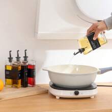 4 Pack 12oz/350ml Gold Olive Oil Dispenser Set - Heavy Duty Thickened Glass Bottles For Kitchen, Cooking Oil, Vinegar, Soy Sauce And Coffee Syrup, With Stainless Steel Automatic Pour Spout And 40 Label Funnel - 黑色 - 查看 7