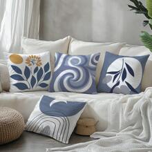 Bộ 4 vỏ gối họa tiết hình học lá xanh xám trừu tượng tối giản, chất liệu nhung in một mặt, vỏ gối 45*45/50*50/40*40CM thích hợp cho ghế sofa hiện đại tối giản trang trí phòng khách, quà tặng, trang trí tiệc - Nhiều màu - Xem 8