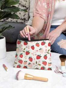 1 Túi đựng đồ trang điểm in họa tiết dâu tây - Túi đựng đồ vệ sinh du lịch bằng polyester nhẹ và không mùi, Túi vải đa năng hoạt hình dâu tây vui nhộn, Túi đựng sạc, Túi đựng đồ trang điểm du lịch thiết yếu - Nhiều màu - Xem 4