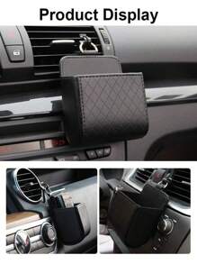 1 件装汽车通风皮革整洁储物挂袋保护套，用于存放钥匙、硬币、手机和眼镜。带挂钩的通用车用桶。让您的汽车保持干净整洁