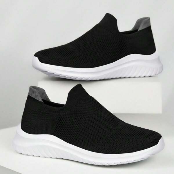 Chaussures à glissière en maille d'été pour hommes en grandes tailles, chaussures de course casual respirantes en maille pour les personnes âgées, chaussures à coussin d'air légères et souples pour les personnes âgées