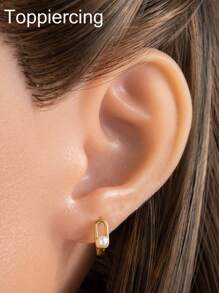 Toppiercing 1 对独特的几何空心软骨夹式耳环，适合女孩