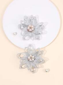 2 件花朵发夹，蕾丝仿珍珠发夹，纯色发饰，适合幼儿儿童派对礼物 - 髮夾 - 查看 6