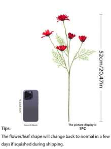 3 件人造雏菊花，52 厘米/20.47 英寸荷兰雏菊带茎假花，适用于家庭婚礼装饰、餐桌中心装饰、花瓶插花场景布置、春夏装饰礼物生日毕业典礼、花园装饰、户外植物、园艺、假花 - 彩色 - 查看 4