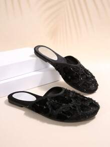 2025 New Retro Chinese Style Elegant Lady Casual Slippers, Summer Fashion - Black - View 8