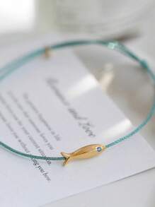 1pc Multicolor Fish Pattern Leather Cord Metal Anklet, Fashion & Personalized, Suitable For Women Party & Daily Wear - Multicolor - View 6