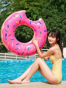 1 Piece Outdoor Fashion Inflatable Donut Swimming Ring, Thickened Pvc Material Water Sports Beach Pool Party Float, Summer Water Recreation Activities
