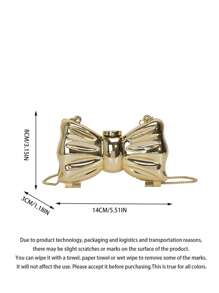 1 Mini Metal Silver Bow Decoration Cute Crossbody Bag, Mini Evening Bag With Metal Bow Details, Fashionable Personalized Girl's Chain Bag, Suitable For Parties And Dates, Shoulder Crossbody Bag Suitable For Girl, The Best Choice For Giving Gifts To Friends And Family - Multicolor - View 9