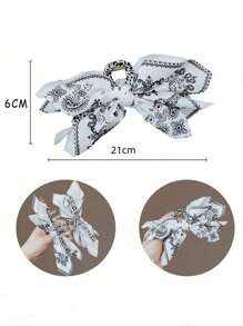 1pc Vintage Elegant Fabric Bow Hair Claw Clip, Paisley, Paisley, Bohemian Style Hair Accessory For Holiday, Photo Shooting