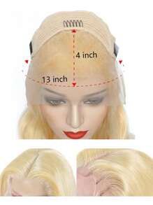 Eulisi P10/613 直发蕾丝前假发真人发 13x4 可戴无胶假发真人发 150 密度金色挑染蕾丝前假发真人发浅棕色预拔婴儿发万圣节服装 - S10/613 - 查看 7