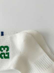 5 Pairs Kids Digit Print Breathable Mid-Calf Socks, Suitable For Boys And Girls In Spring/Summer