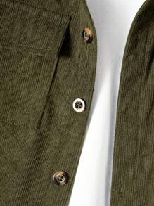 2 Stücke/Set Kleine Jungen Cord-Hemd mit Langarm und Mehrfachtaschen und Cargohose mit Klaschentaschen, lässiger Streetwear Anzug für alltägliche Anlässe, Urlaubsreisen - Armeegrün - Übersicht 4