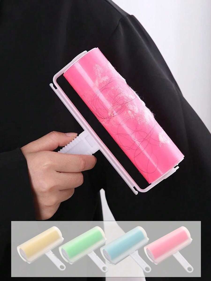 超大号可重复使用粘毛滚筒，有效去除宠物毛发和灰尘，粘性强，可水洗重复使用。这款宠物毛发去除器包含两种尺寸的衣物清洁刷，无需电池，是卧室和衣物清洁的理想之选。 - 彩色 - 查看 1