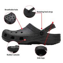 Crocs 男鞋、女鞋、运动鞋、沙滩鞋、舒适透气休闲凉鞋、拖鞋、木屐 205942-0WH - 黑色 - 查看 4