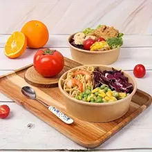50pcs Disposable Paper Bowls With Lids, Leak-Proof And Waterproof Food Containers, Suitable For Salads, Desserts, Soups - Perfect For Dining, Camping And Kitchen Use [50 Bowls + 50 Lids]