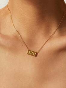 1 件不锈钢双十一数字牌项链，个性化创意女士日常佩戴 - 雙11方牌項鍊 - 查看 3