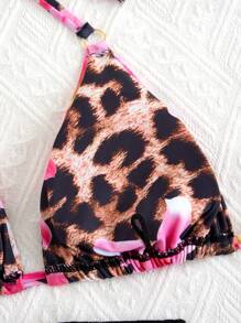 Allurini 2025 Summer Beach 3 PiecesBikini Set, Sexy Tie-Up Triangle Bra, Cover-Up Sarong & Thong Swimwear, Printed Pattern Swimwear Elegant - Multicolor - View 7