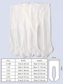 4pcs Girls' Simple Versatile White Mesh Snug Fit Leggings, Spring/Summer - White - View 3